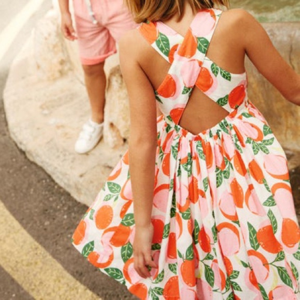 Mini Boden Peaches Crisscross Backed Dress